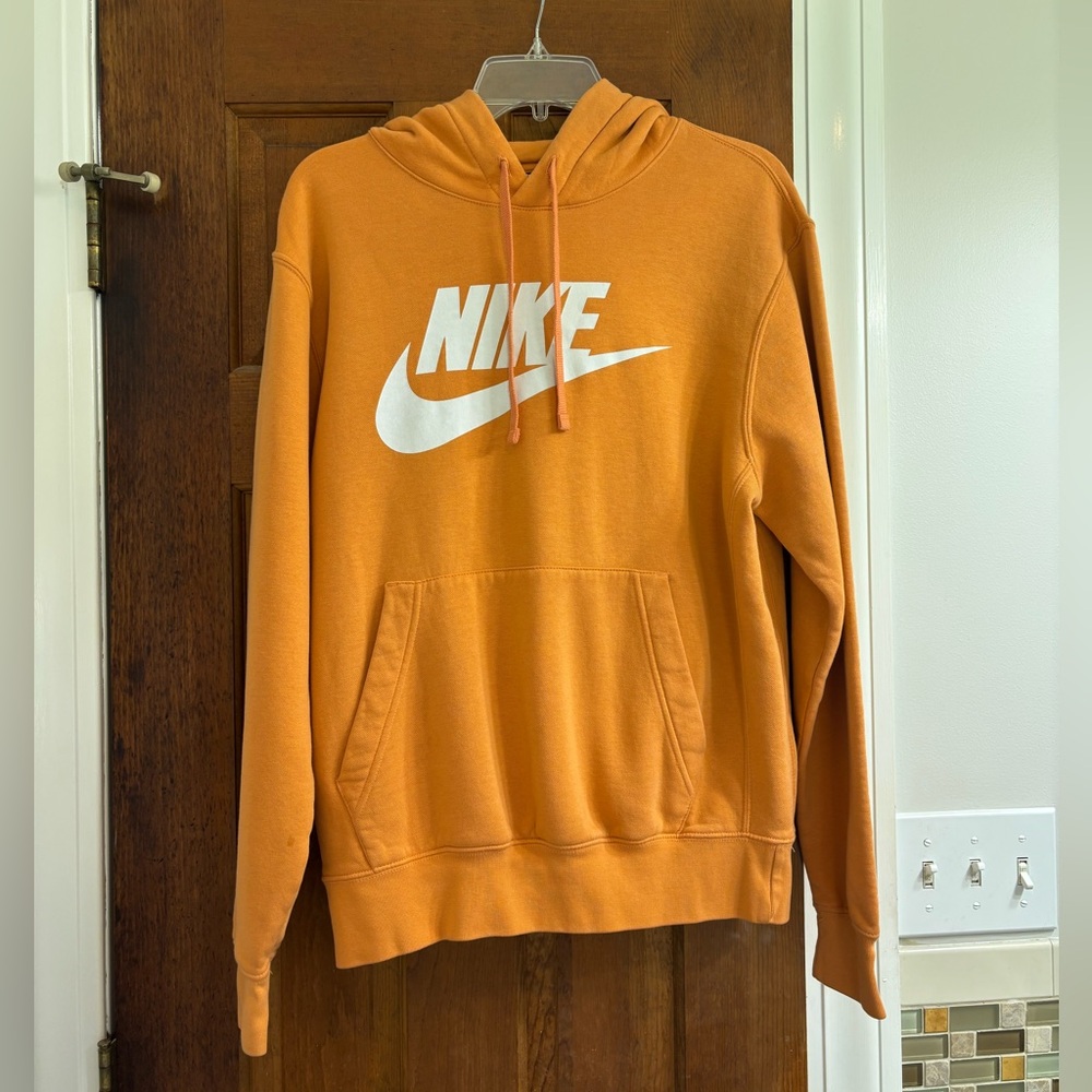Nike Orange and White Sweater with Iconic Swoosh